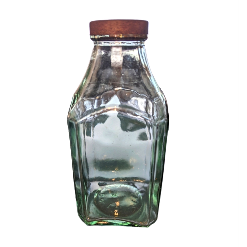 Antique Light Blue/Green Bottle with Lid